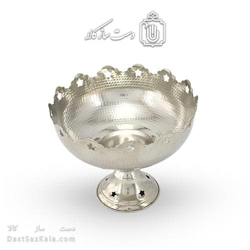 آجیل خوری مسی پایه دار سفید مدل ستاره ای 20 سانتی کد AH-37