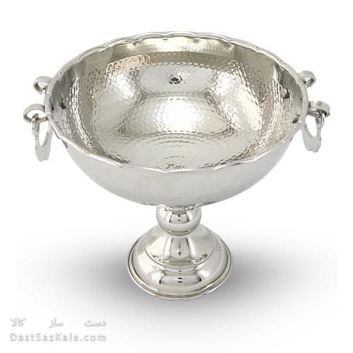 آجیل خوری مسی پایه دار سفید مدل گوشواره ای 20 سانتی کد AH-55