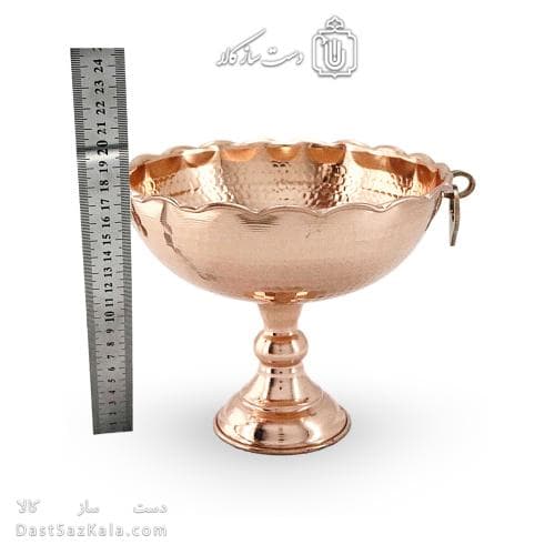 آجیل خوری مسی پایه دار مدل گوشواره ای قطر 18 سانتی کد AH-46