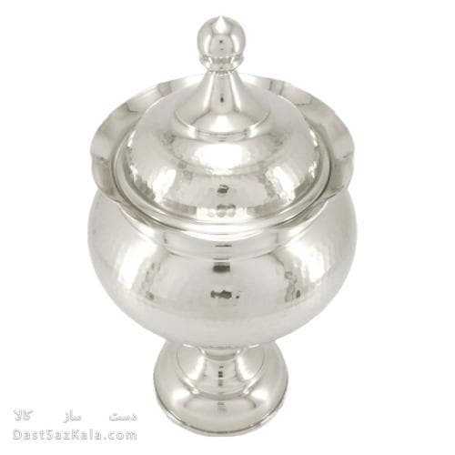 آجیل خوری مسی پایه دار 32 سانتیمتری درب دار سفید کد AH-83