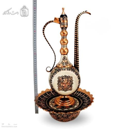 آفتابه لگن مسی الماس تراش نقره کوب جلال مدل تخت کد MJ-120