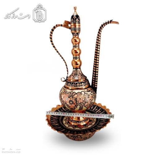 آفتابه لگن مسی الماس تراش نقره کوب جلال مدل توپی کد MJ-119