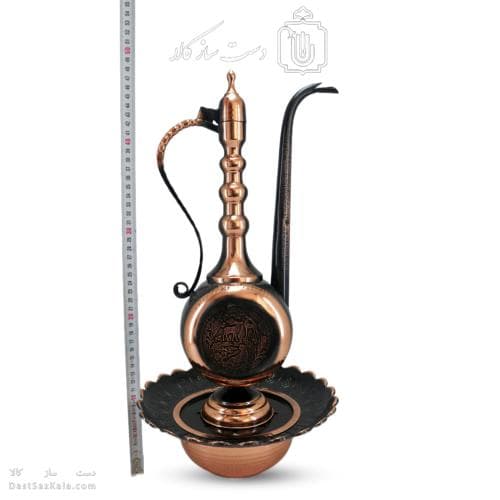 آفتابه لگن مسی سیاه قلم کاری شده زنجان کد MJ-122