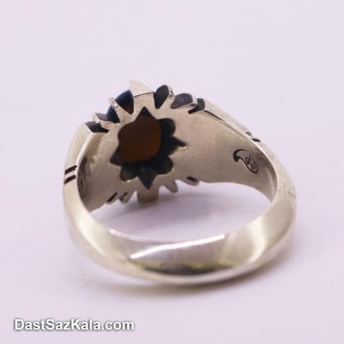 انگشتر اوپال مردانه اصل با رکاب چهار چنگ دست ساز RN-35
