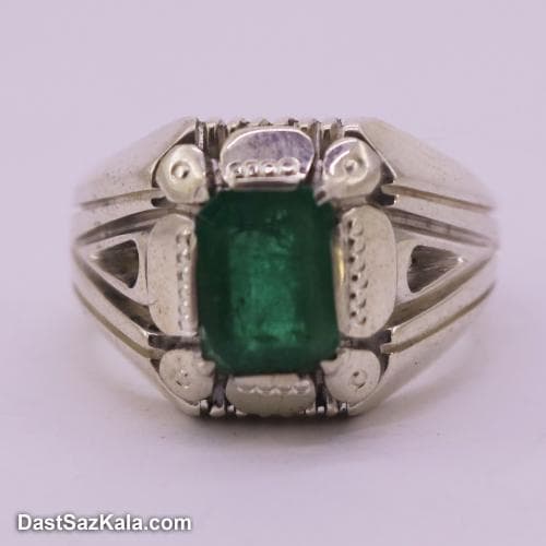 انگشتر زمرد زامبیا مردانه درجه یک با رکاب شیخ احمد کد RN-36