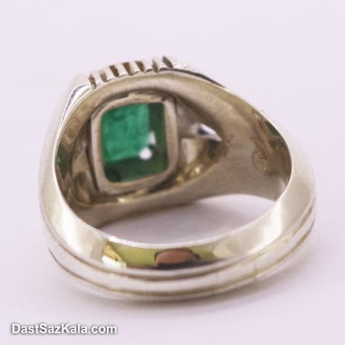انگشتر زمرد زامبیا مردانه درجه یک با رکاب شیخ احمد کد RN-36