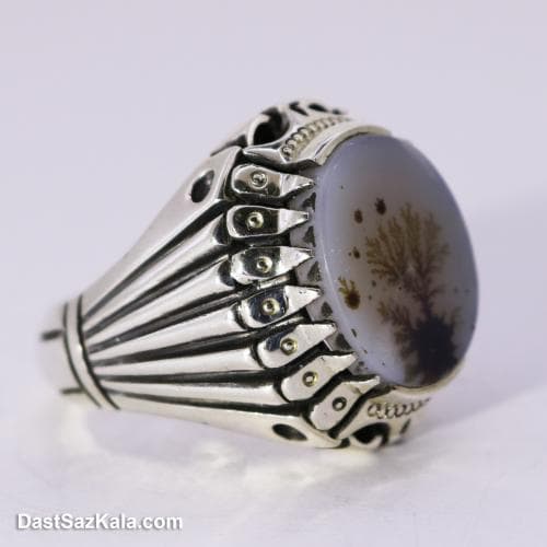 انگشتر نقره مردانه شجر اصل با رکاب ریخته تک درخت کد RN-20