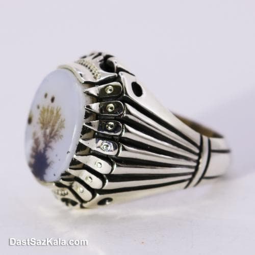 انگشتر نقره مردانه شجر اصل با رکاب ریخته تک درخت کد RN-20
