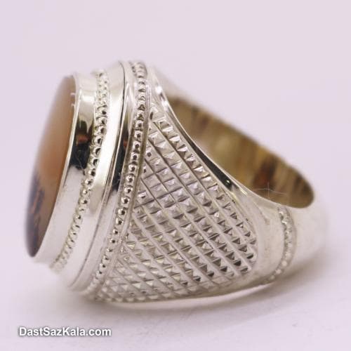 انگشتر شجر اصل مردانه با رکاب حصیری شیخ احمد زنجان کد RN-43
