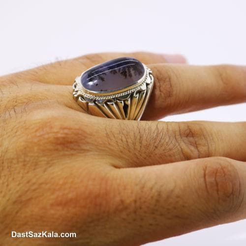 انگشتر نقره مردانه شجر با رکاب شیخ احمد مدل بوته درخت RN-16