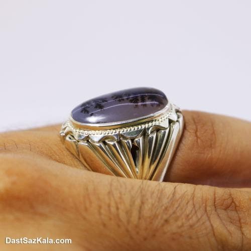 انگشتر نقره مردانه شجر با رکاب شیخ احمد مدل بوته درخت RN-16