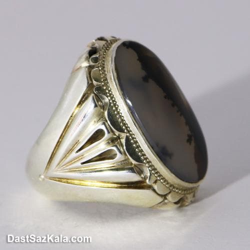 انگشتر نقره مردانه شجر اصل با رکاب شیخ احمد طرح منظره RN-11
