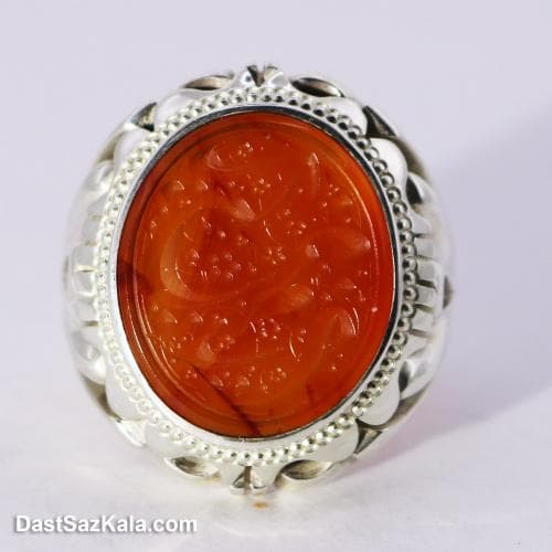 انگشتر مردانه عقیق یمنی اصل با رکاب نقره شیخ احمد RN-23