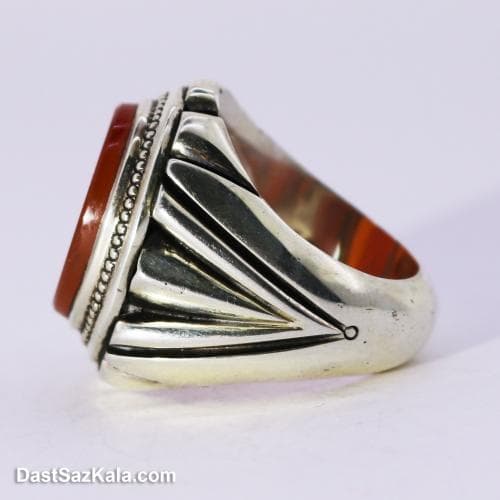 انگشتر عقیق یمنی مردانه اصل با رکاب شیخ احمد زنجانی کد RN-24