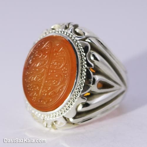 انگشتر مردانه عقیق یمنی اصل با رکاب شیخ احمد زنجانی RN-25
