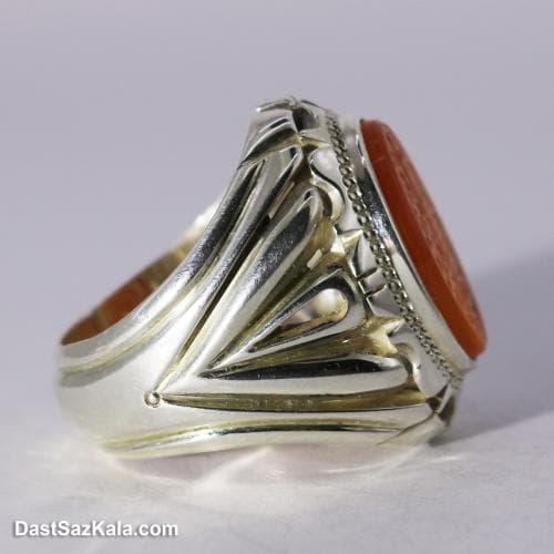 انگشتر مردانه عقیق یمنی اصل با رکاب شیخ احمد زنجانی RN-25