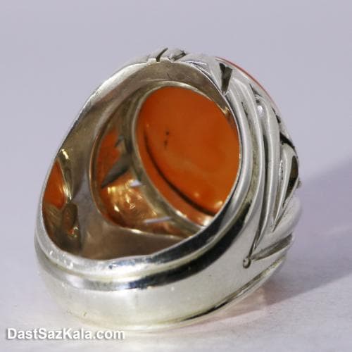 انگشتر مردانه عقیق یمنی اصل با رکاب شیخ احمد زنجانی RN-25