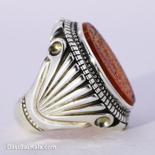 انگشتر عقیق یمنی اصل مردانه با رکاب شیخ احمد زنجانی کد RN-22