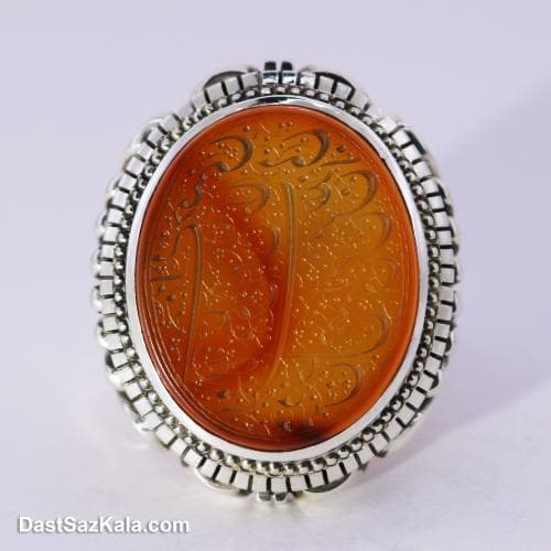 انگشتر عقیق یمنی اصل مردانه با رکاب شیخ احمد زنجانی کد RN-22