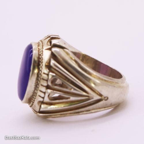 انگشتر عقیق سوسنی یمنی اصل با رکاب شیخ احمد دو اشک RN-31