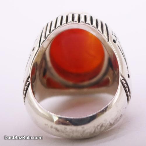 انگشتر عقیق مردانه اصل حکاکی شده با رکاب شیخ احمد RN-39