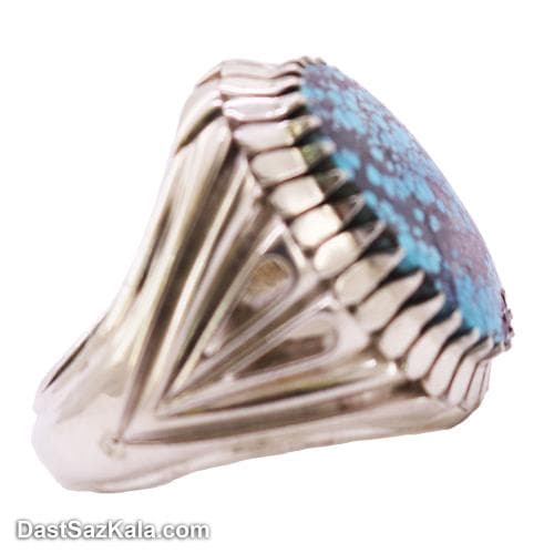 انگشتر فیروزه مردانه دست ساز با رکاب شیخ احمد دو اشک RN-28