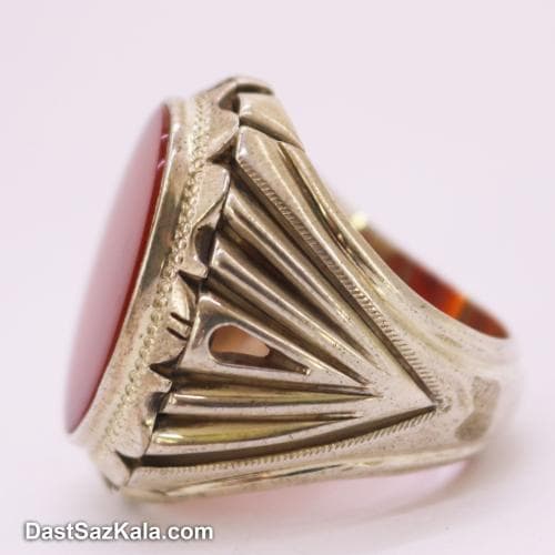 انگشتر مردانه عقیق کهنه اصل با رکاب شیخ احمد تک اشک RN-41