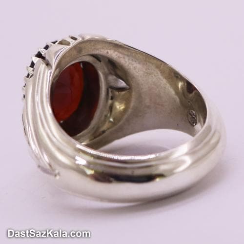 انگشتر مردانه گارنت سرخ با رکاب شیخ احمد تک اشک RN-32