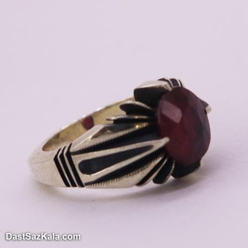 انگشتر مردانه یاقوت سرخ اصل با رکاب تک چنگ دست ساز RN-34