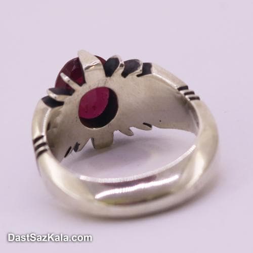 انگشتر مردانه یاقوت سرخ اصل با رکاب تک چنگ دست ساز RN-34
