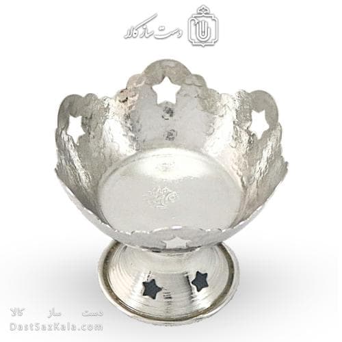 بستنی خوری مسی سفید زنجان مدل ستاره ای 8 سانتیمتری کد AH-63