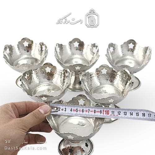 بستنی خوری مسی سفید زنجان مدل ستاره ای 8 سانتیمتری کد AH-63