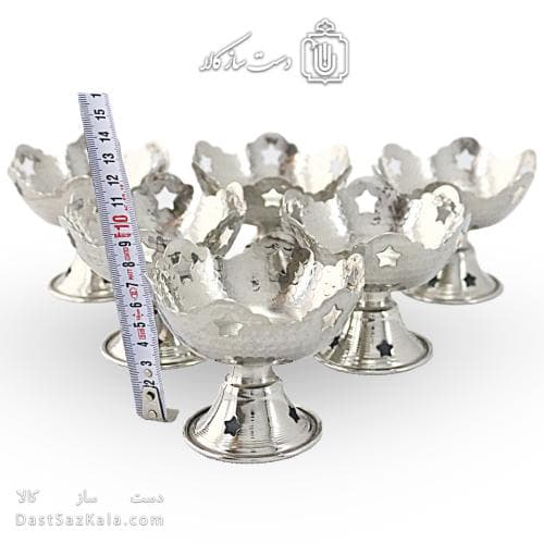 بستنی خوری مسی سفید زنجان مدل ستاره ای 8 سانتیمتری کد AH-63