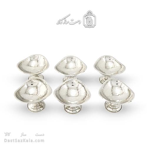 ست هفت سین و بستنی خوری مسی سفید سه گوش 6 عددی AH-107