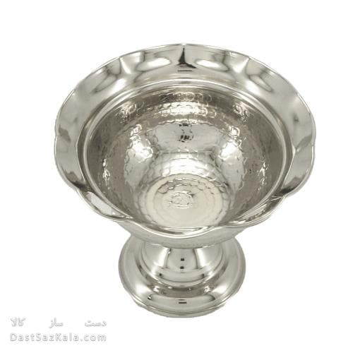 بستنی خوری مسی پایه دار سفید زنجان 11 سانتیمتری AH-76