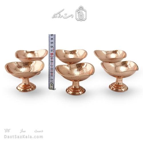 ست هفت سین و بستنی خوری مسی پایه دار سه گوش 6 عددی AH-108