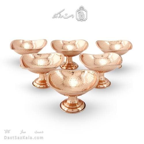 ست هفت سین و بستنی خوری مسی پایه دار سه گوش 6 عددی AH-108