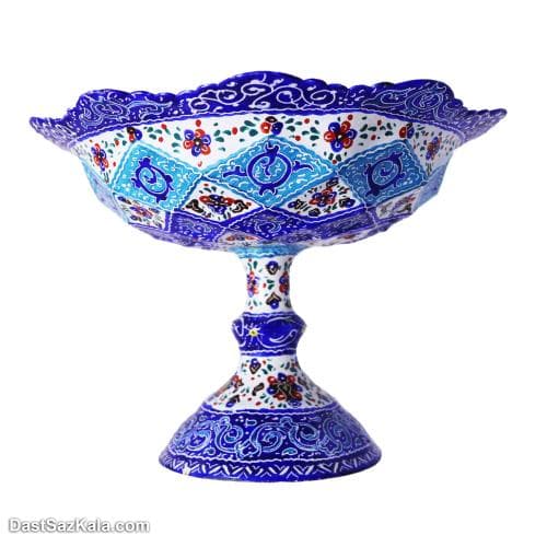 بستنی خوری میناکاری مسی پایه دار 14 سانتی کد LT-83