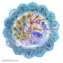 بشقاب دیوارکوب میناکاری 30 سانتی با نقاشی گل و طاوس کد LT-61