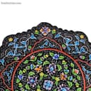 بشقاب میناکاری شده مسی 17 سانتی زمینه مشکی کد LT-22