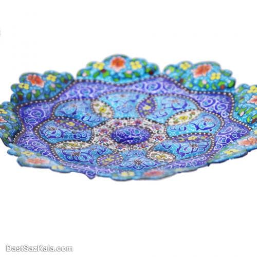 بشقاب دیوارکوب میناکاری مسی کوچک 16 سانتی کد LT-29