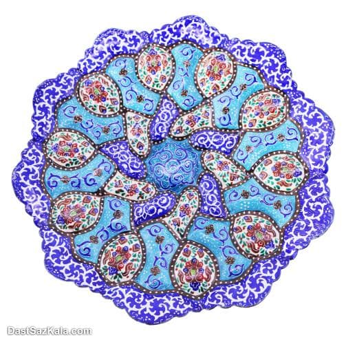 بشقاب دیوارکوب و شیرینی خوری میناکاری مسی 17 سانتی کد LT-115