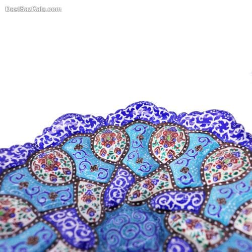 بشقاب دیوارکوب و شیرینی خوری میناکاری مسی 17 سانتی کد LT-115