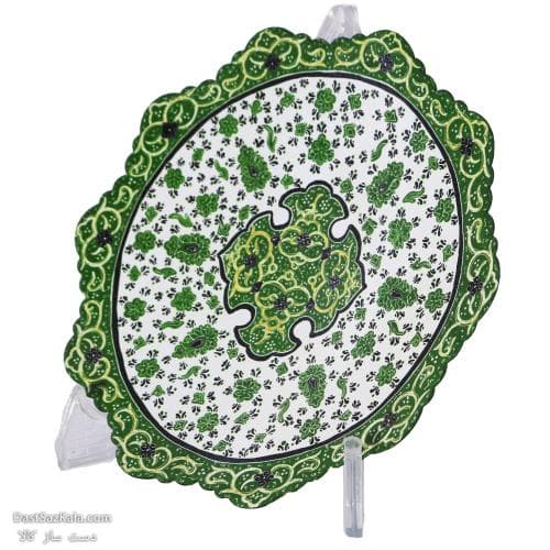 بشقاب و دیوار کوب میناکاری مسی 17 سانتی سبز کد LT-74