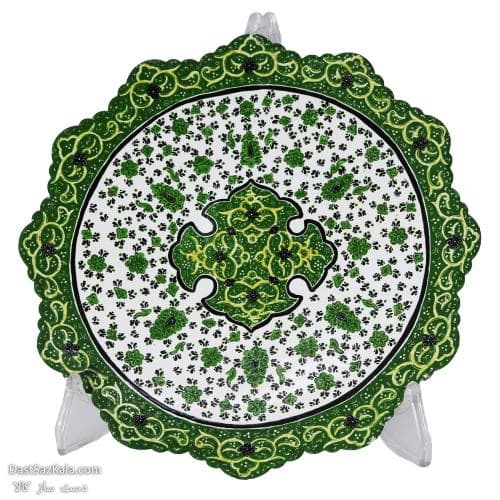 بشقاب و دیوار کوب میناکاری مسی 17 سانتی سبز کد LT-74