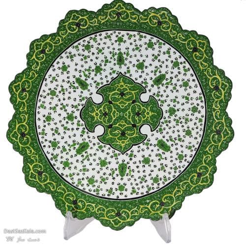 بشقاب دیوارکوب میناکاری مسی 30 سانتی سبز کد LT-71