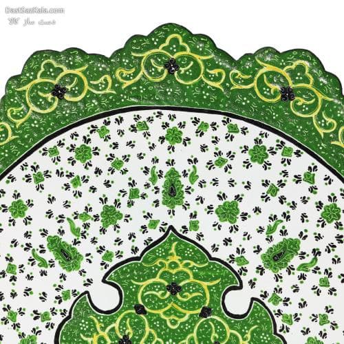 بشقاب دیوارکوب میناکاری مسی 30 سانتی سبز کد LT-71