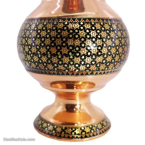 تنگ مسی خاتم کاری شده 40 سانتی مجموعه ی 2 عددی کد MJ-95