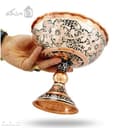 جام پایه دار مسی الماس تراش نقره کوب سایز 2 کد MJ-127