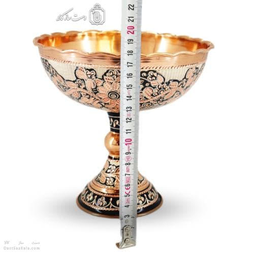 جام پایه دار مسی الماس تراش نقره کوب سایز 2 کد MJ-127